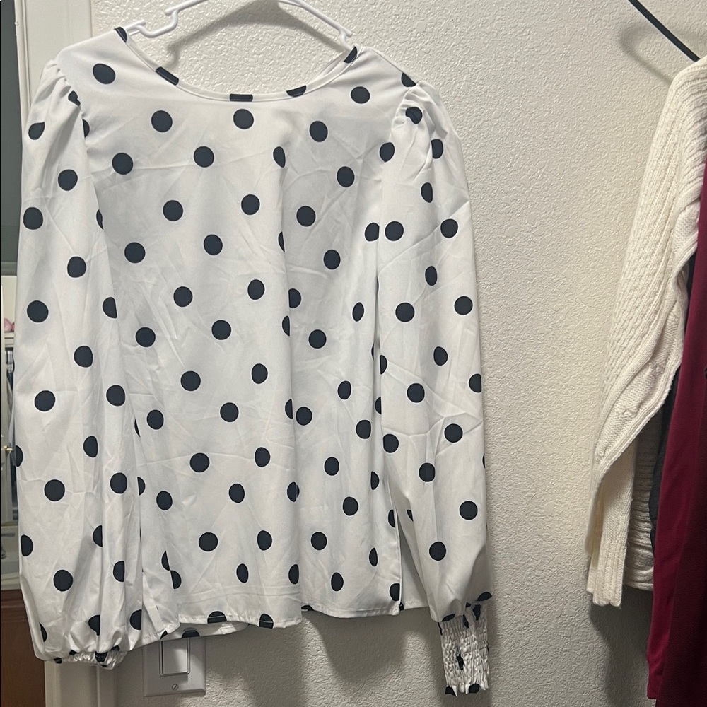 SHEIN Black and White Polka Dot Blouse